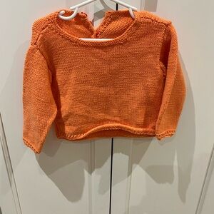 Hand knit orange sweater 18m